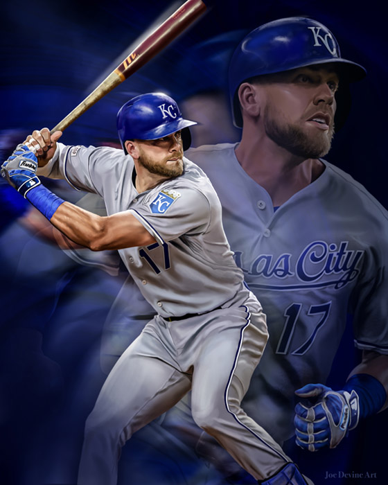 Hunter Dozier » Digital Sports Paintings Kansas City Art by Joe Devine ...