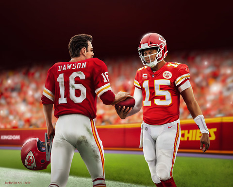 Patrick Mahomes & Len Dawson “In good hands” » Digital Sports Paintings ...